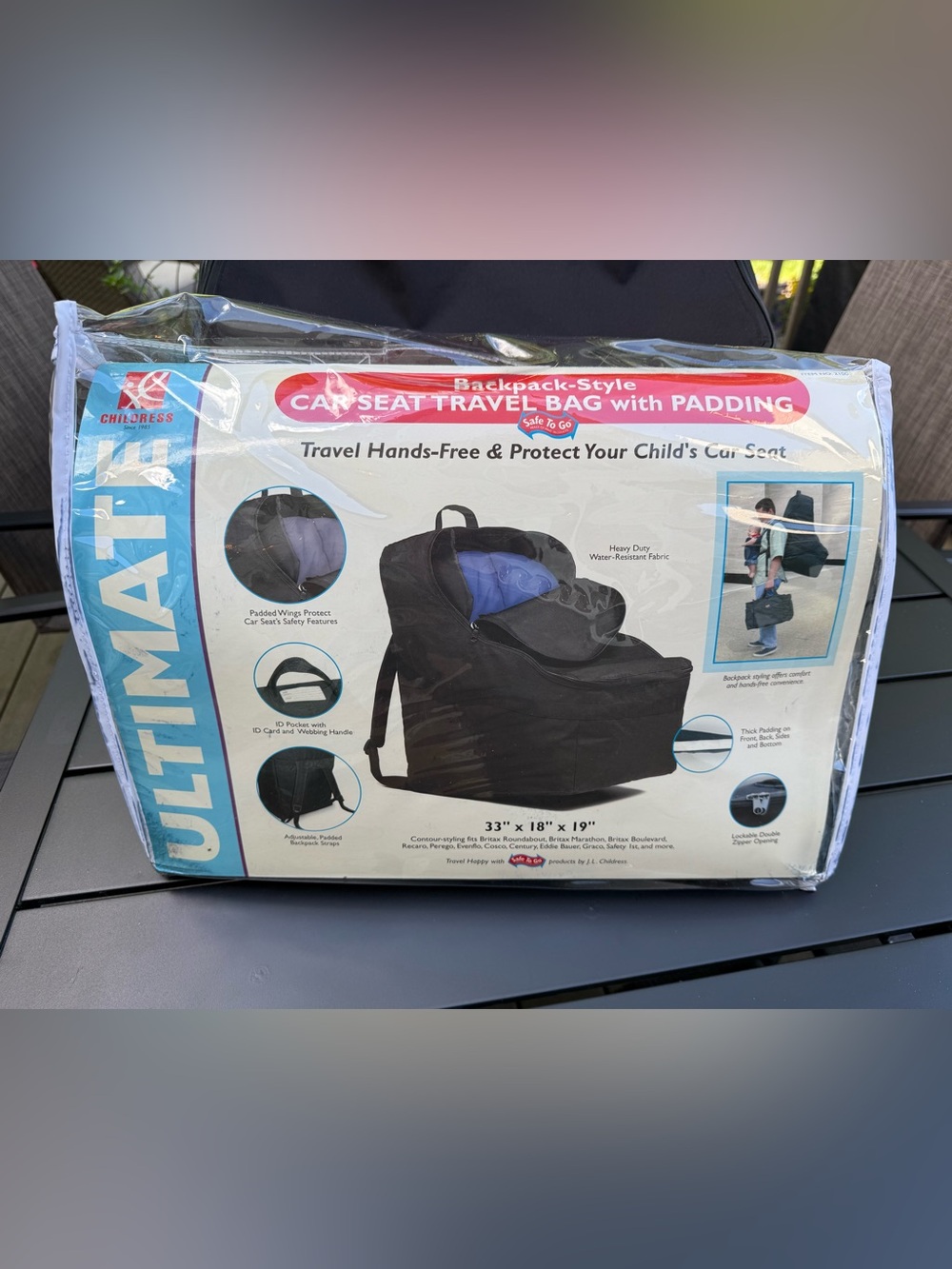 JL Childress Backpack-Style Car Seat Travel Bag with Padding